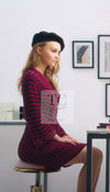 CHANEL 18PS Red Navy Striped Chain Trimming Knit Cardigan 36 38 シャネル レッド ネイビー ストライプ  チェーントリミング ニット カーディガン 即発
