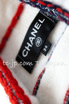 CHANEL 20S Ivory Red Striped Cashmere Knit Jacket Cardigan 34 36 シャネル アイボリー レッド ボーダー カシミア ニット ジャケット カーディガン 即発