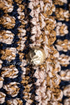 CHANEL 11S Champagne Gold Navy Knit Cardigan Dress 38 シャネル シャンパンゴールド ネイビー 女優の ニット カーディガン ワンピース 即発