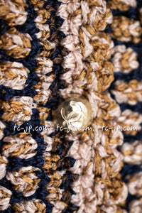 CHANEL 11S Champagne Gold Navy Knit Cardigan Dress 38 シャネル シャンパンゴールド ネイビー 女優の ニット カーディガン ワンピース 即発