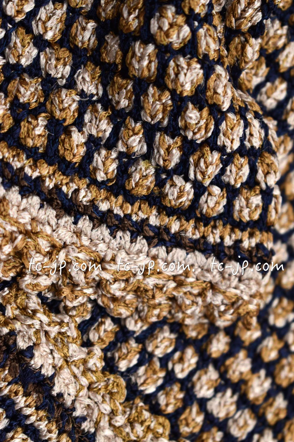 CHANEL 11S Champagne Gold Navy Knit Cardigan Dress 38 シャネル シャンパンゴールド ネイビー 女優の ニット カーディガン ワンピース 即発