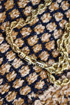 CHANEL 11S Champagne Gold Navy Knit Cardigan Dress 38 シャネル シャンパンゴールド ネイビー 女優の ニット カーディガン ワンピース 即発