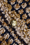 CHANEL 11S Champagne Gold Navy Knit Cardigan Dress 38 シャネル シャンパンゴールド ネイビー 女優の ニット カーディガン ワンピース 即発