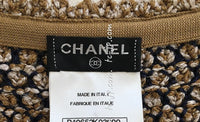 CHANEL 11S Champagne Gold Navy Knit Cardigan Dress 38 シャネル シャンパンゴールド ネイビー 女優の ニット カーディガン ワンピース 即発