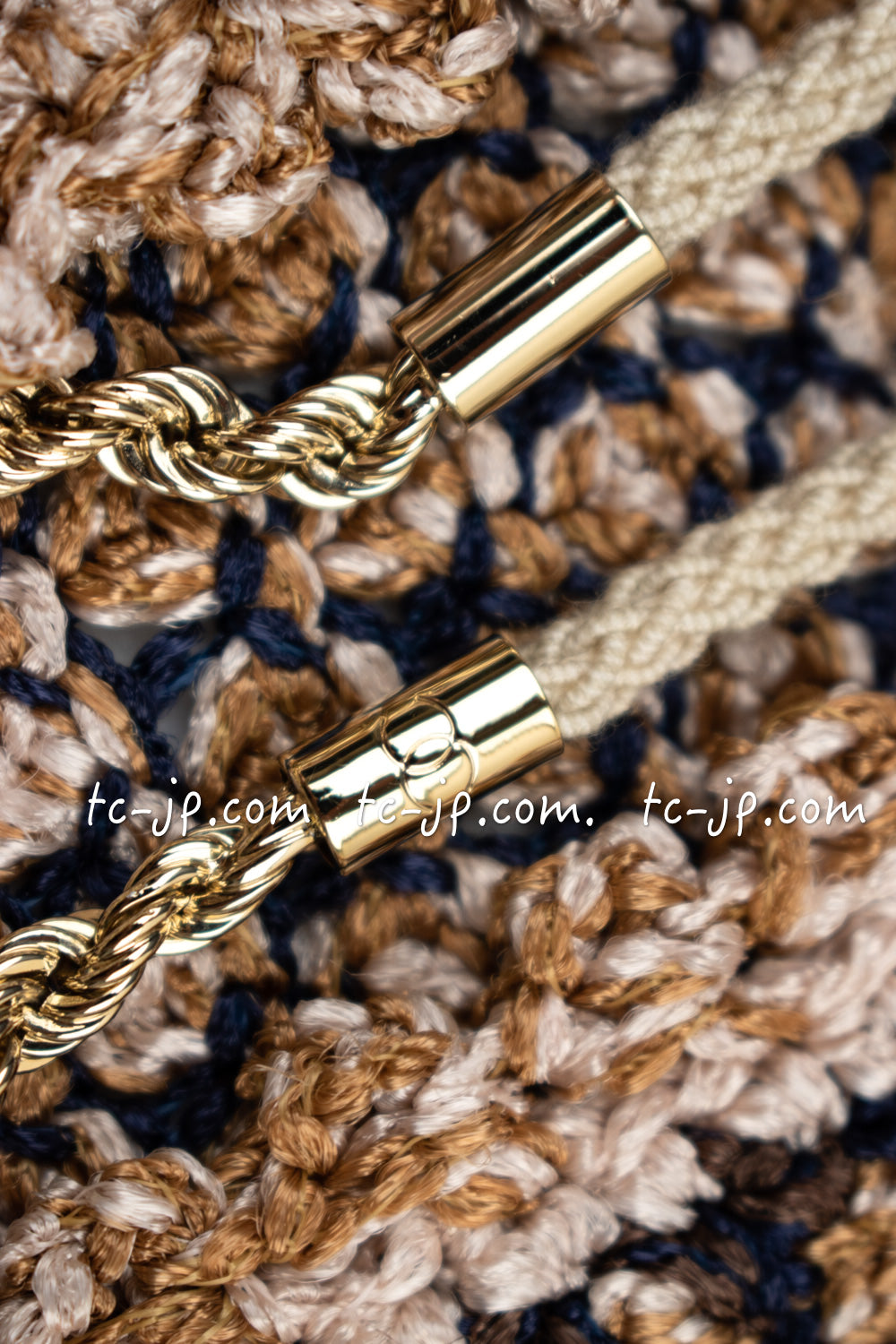 CHANEL 11S Champagne Gold Navy Knit Cardigan Dress 38 シャネル シャンパンゴールド ネイビー 女優の ニット カーディガン ワンピース 即発
