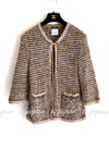 CHANEL 11S Champagne Gold Navy Knit Cardigan Dress 38 シャネル シャンパンゴールド ネイビー 女優の ニット カーディガン ワンピース 即発