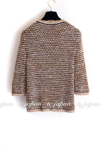 CHANEL 11S Champagne Gold Navy Knit Cardigan Dress 38 シャネル シャンパンゴールド ネイビー 女優の ニット カーディガン ワンピース 即発
