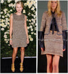 CHANEL 11S Champagne Gold Navy Knit Cardigan Dress 38 シャネル シャンパンゴールド ネイビー 女優の ニット カーディガン ワンピース 即発