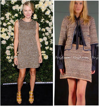 CHANEL 11S Champagne Gold Navy Knit Cardigan Dress 38 シャネル シャンパンゴールド ネイビー 女優の ニット カーディガン ワンピース 即発