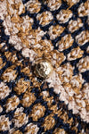 CHANEL 11S Champagne Gold Navy Knit Cardigan Dress 38 シャネル シャンパンゴールド ネイビー 女優の ニット カーディガン ワンピース 即発