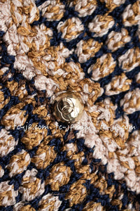 CHANEL 11S Champagne Gold Navy Knit Cardigan Dress 38 シャネル シャンパンゴールド ネイビー 女優の ニット カーディガン ワンピース 即発