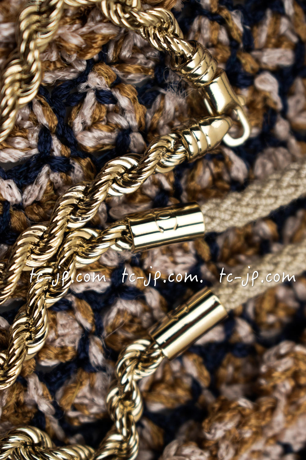 CHANEL 11S Champagne Gold Navy Knit Cardigan Dress 38 シャネル シャンパンゴールド ネイビー 女優の ニット カーディガン ワンピース 即発