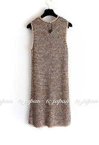 CHANEL 11S Champagne Gold Navy Knit Cardigan Dress 38 シャネル シャンパンゴールド ネイビー 女優の ニット カーディガン ワンピース 即発