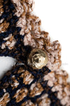 CHANEL 11S Champagne Gold Navy Knit Cardigan Dress 38 シャネル シャンパンゴールド ネイビー 女優の ニット カーディガン ワンピース 即発