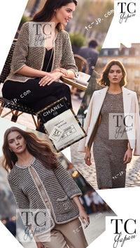 CHANEL 11S Champagne Gold Navy CC Logo Knit Dress 40 42 シャネル シャンパン ゴールド ネイビー ココマーク 女優の ニット ワンピース 即発