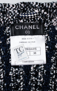 CHANEL 12S Navy Black Chain Cotton Knit Cardigan 36 38 シャネル ネイビー ブラック チェーン コットン ニット カーディガン 即発
