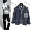 CHANEL 12S Navy Black Chain Cotton Knit Cardigan 36 シャネル ネイビー ブラック チェーン コットン ニット カーディガン 即発
