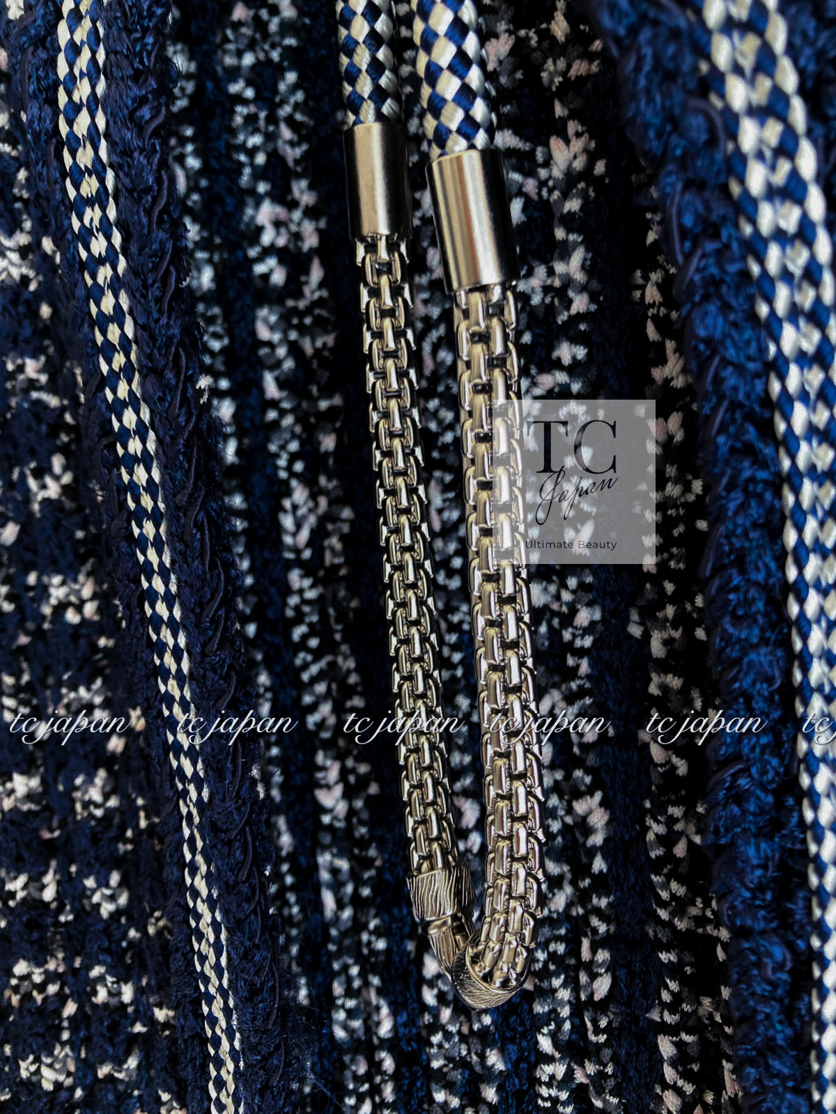 シャネル カーディガン CHANEL ネイビー ブラック チェーン