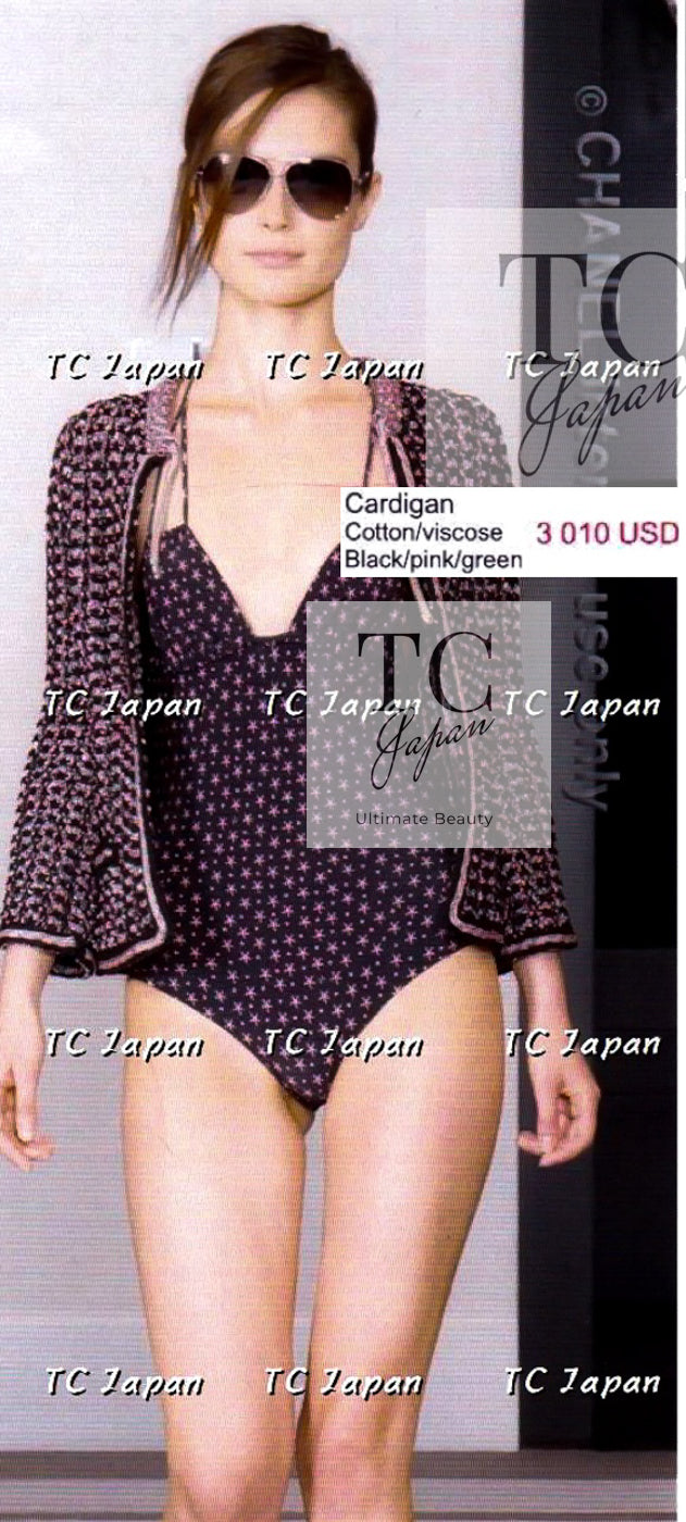 CHANEL 12S Navy Black Chain Cotton Knit Cardigan 36 38 シャネル ネイビー ブラック チェーン  コットン ニット カーディガン 即発