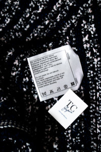 CHANEL 12S Navy Black Chain Cotton Knit Cardigan 36 シャネル ネイビー ブラック チェーン コットン ニット カーディガン 即発