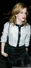 CHANEL 08S White Black CC Logo Sequins Cashmere Cardigan Emma Watson 36 シャネル ホワイト ブラック CC ロゴ スパンコール カシミア カーディガン 即発