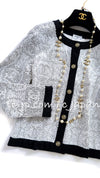 CHANEL 08S White Black CC Logo Sequins Cashmere Cardigan Emma Watson 36 シャネル ホワイト ブラック CC ロゴ スパンコール カシミア カーディガン 即発