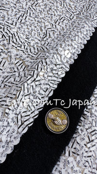 CHANEL 08S White Black CC Logo Sequins Cashmere Cardigan Emma Watson 36 シャネル ホワイト ブラック CC ロゴ スパンコール カシミア カーディガン 即発