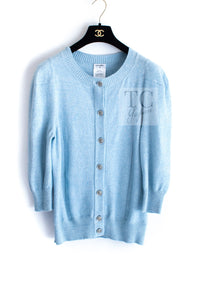 CHANEL 13C Baby Blue Cashmere Linen Super Soft Knit Cardigan 34 2