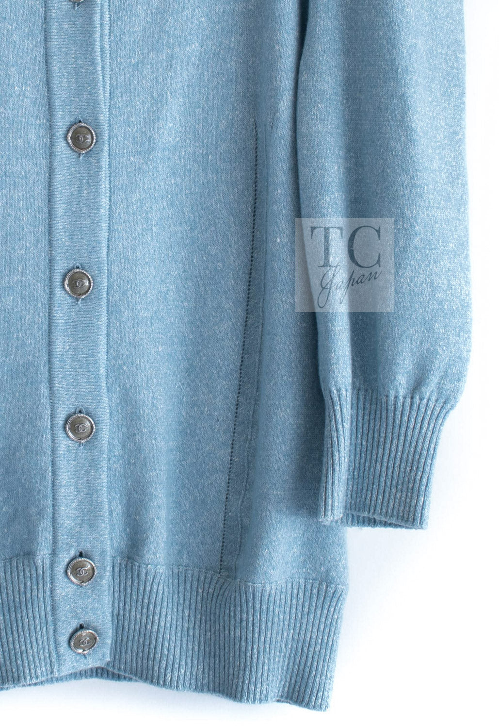 CHANEL 13C Baby Blue Cashmere Linen Super Soft Knit Cardigan 34 3