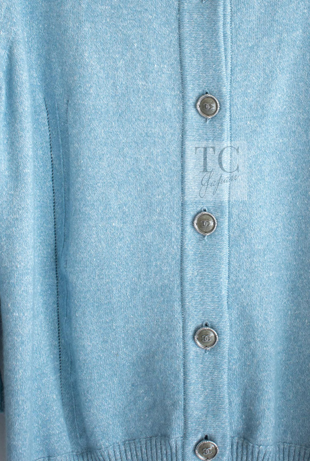 CHANEL 13C Baby Blue Cashmere Linen Super Soft Knit Cardigan 34 11
