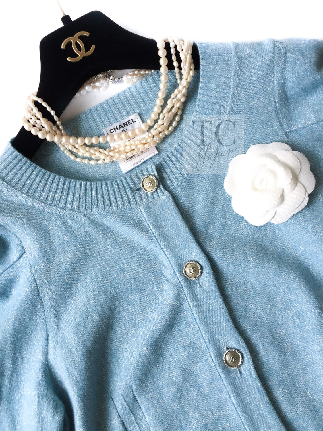 CHANEL 13C Baby Blue Cashmere Linen Super Soft Knit Cardigan 34 5