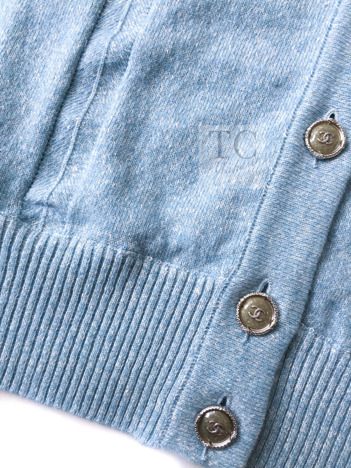 CHANEL 13C Baby Blue Cashmere Linen Super Soft Knit Cardigan 34 6