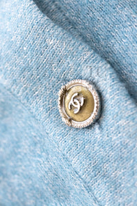 CHANEL 13C Baby Blue Cashmere Linen Super Soft Knit Cardigan 34 12