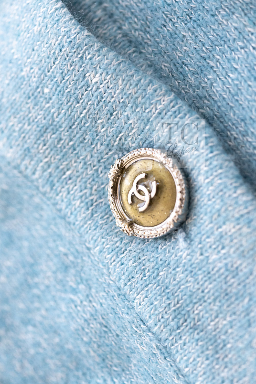 CHANEL 13C Baby Blue Cashmere Linen Super Soft Knit Cardigan 34 12