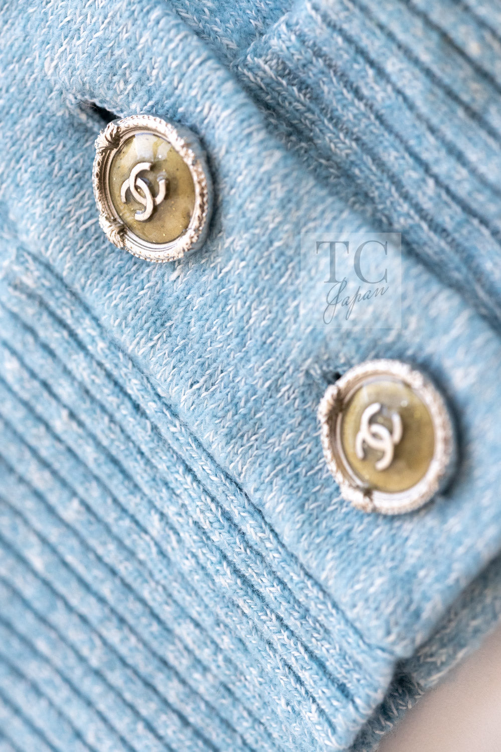 CHANEL 13C Baby Blue Cashmere Linen Super Soft Knit Cardigan 34 13