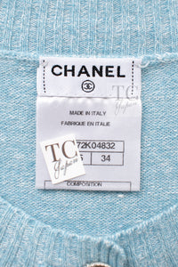 CHANEL 13C Baby Blue Cashmere Linen Super Soft Knit Cardigan 34 9
