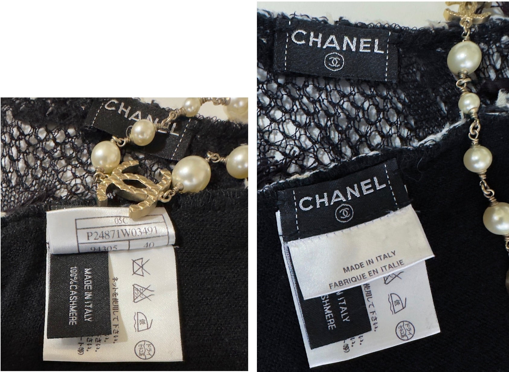 シャネル カーディガン トップス CHANEL 05C ブラック CC ロゴ カシミヤ CCロゴ 36 38