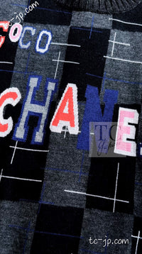 CHANEL 21B Charcoal Black Logo Cashmere Wool Silk Cardigan Sweater 34 36 3