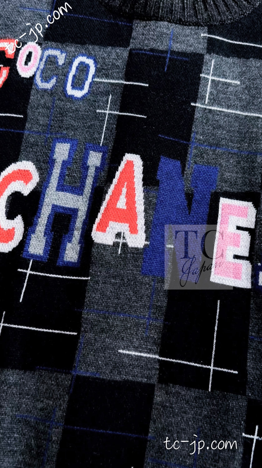 CHANEL 21B Charcoal Black Logo Cashmere Wool Silk Cardigan Sweater 34 36 3