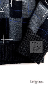 CHANEL 21B Charcoal Black Logo Cashmere Wool Silk Cardigan Sweater 34 36 16