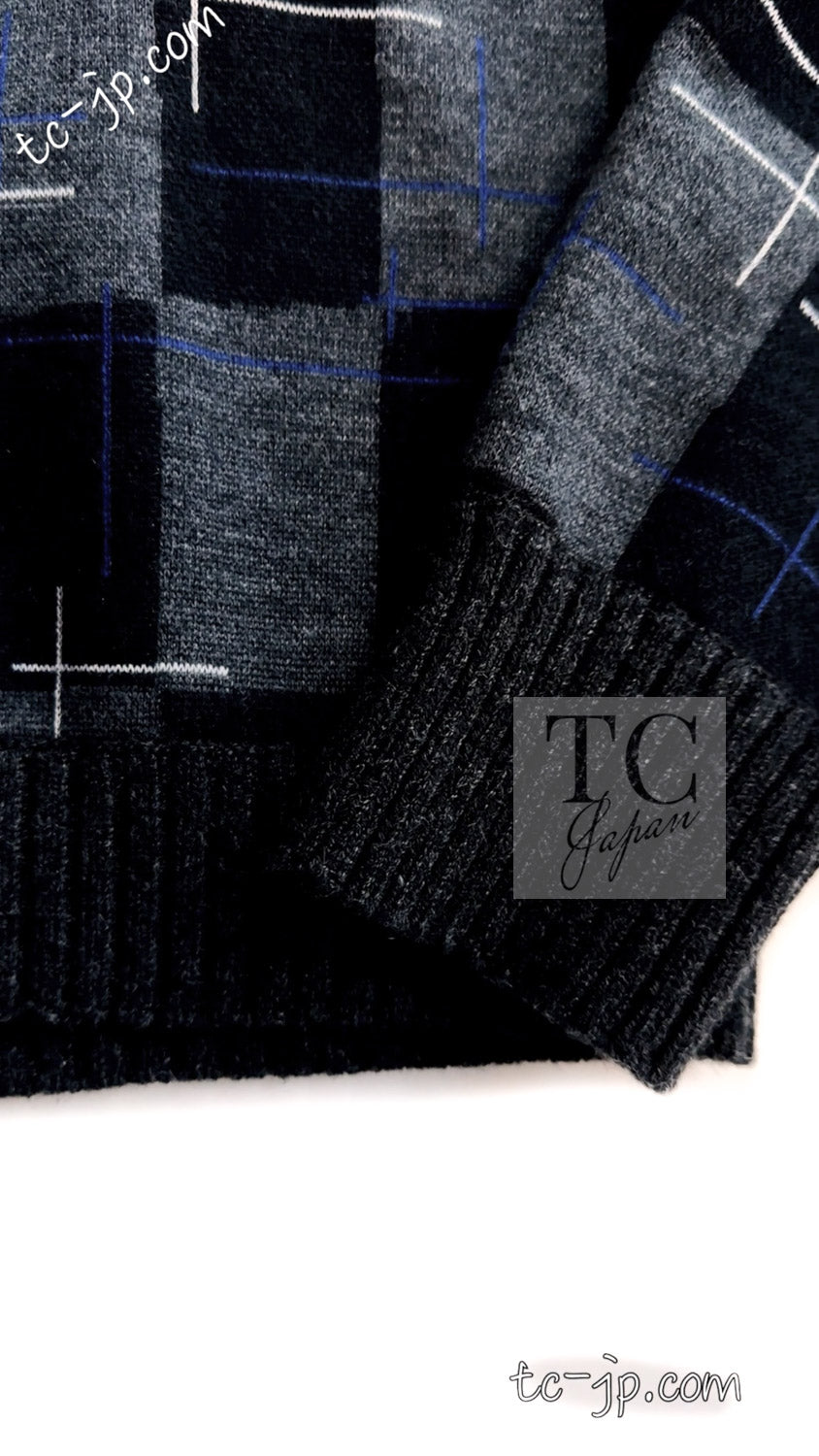 CHANEL 21B Charcoal Black Logo Cashmere Wool Silk Cardigan Sweater 34 36 16