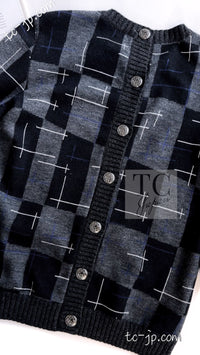 CHANEL 21B Charcoal Black Logo Cashmere Wool Silk Cardigan Sweater 34 36 6
