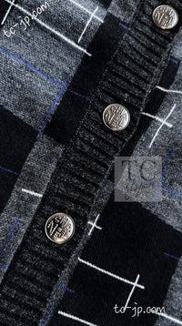 CHANEL 21B Charcoal Black Logo Cashmere Wool Silk Cardigan Sweater 34 36 7