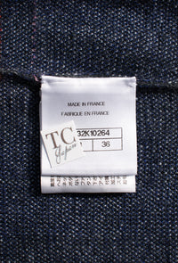CHANEL 21B Charcoal Black Logo Cashmere Wool Silk Cardigan Sweater 34 36 9