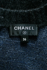 CHANEL 21B Charcoal Black Logo Cashmere Wool Silk Cardigan Sweater 34 36 10
