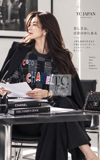 CHANEL 21B Charcoal Black Logo Cashmere Wool Silk Cardigan Sweater 34 36 11