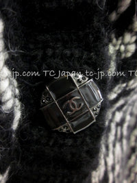 CHANEL 10A Black Ivory Wool Mohair Alpaca Knit Cardigan 34 シャネル ブラック アイボリー モヘア アルパカ ウール カーディガン 即発