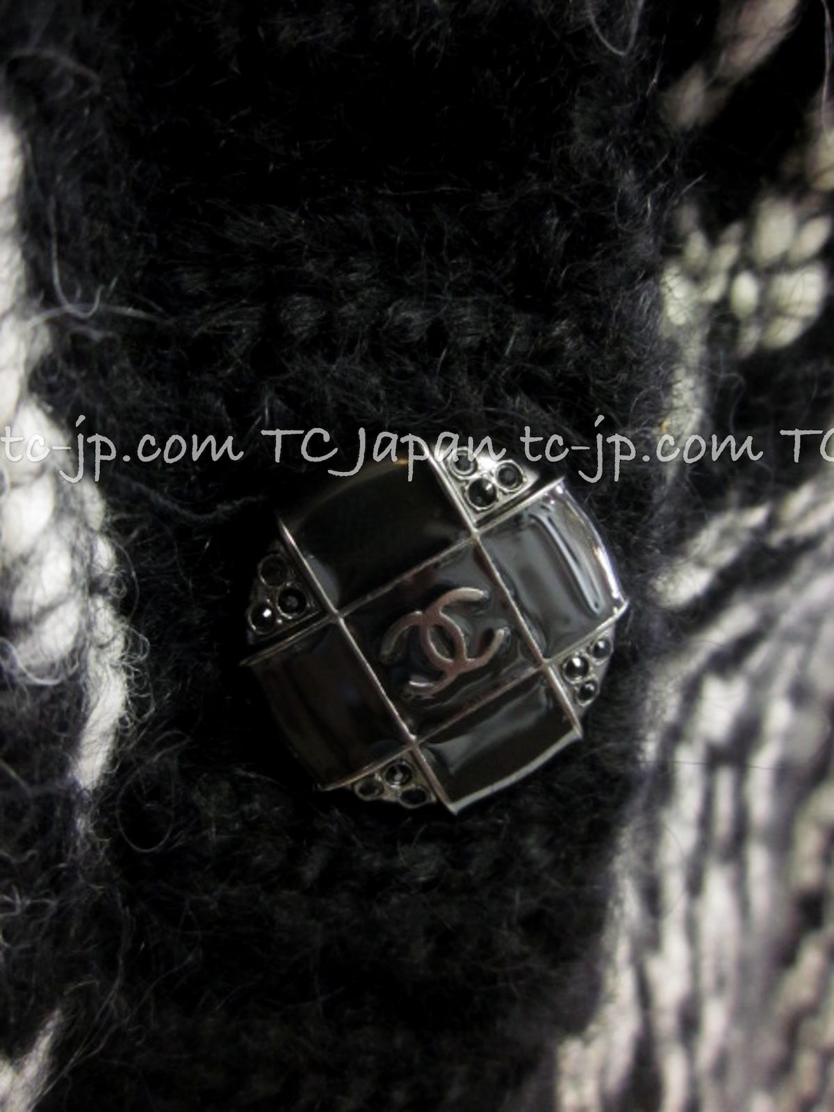 CHANEL 10A Black Ivory Wool Mohair Alpaca Knit Cardigan 34 シャネル ブラック アイボリー モヘア アルパカ ウール カーディガン 即発
