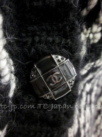 CHANEL 10A Black Ivory Wool Mohair Alpaca Knit Cardigan 34 シャネル ブラック アイボリー モヘア アルパカ ウール カーディガン 即発