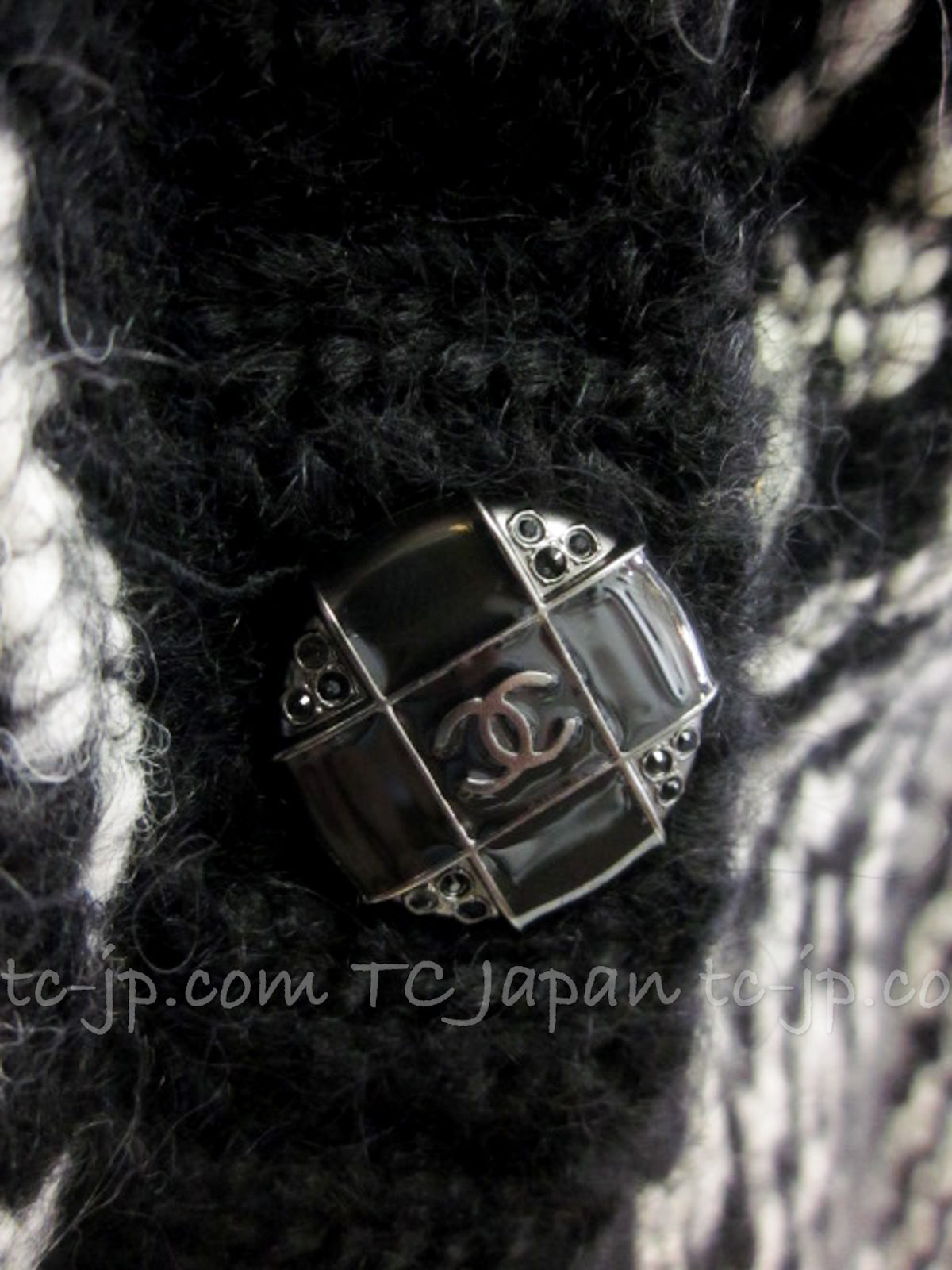 CHANEL 10A Black Ivory Wool Mohair Alpaca Knit Cardigan 34 シャネル ブラック アイボリー モヘア アルパカ ウール カーディガン 即発